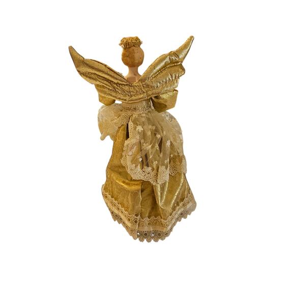 Vintage 1990s Christmas Tree Topper Angel Gold Victorian - Picture 4 of 6